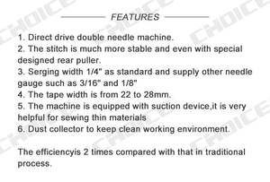 Máquina de coser de punto de cadeneta de <span class=keywords><strong>doble</strong></span> aguja computarizada, para cremallera abierta y costura en bolsillos de <span class=keywords><strong>canguro</strong></span>, con cierre de cremallera - Product Image 5