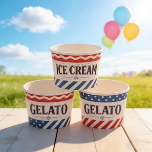 Tazón/Vaso de Papel Desechable Ecológico de 4oz, 8oz y 16oz con Tapas, Estampado y Relieve para Helados - Product Image 2