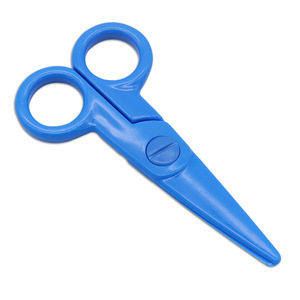 Children's Scissors Plastic Straight Head Dark Blue And Light Blue For Paper Cutting Craft DIY Safe Non-Slip Handle - Product Image 1