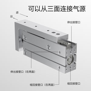 Table coulissante pneumatique MXH, cylindre, petit glissière latérale, guide de rail à bande HLH6/10/16/20-5X15X25X30X50, type de connexion fileté - Product Image 4