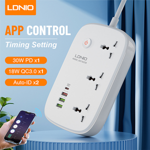 LDNIO-Tira de enchufe de alimentación SCW3451, toma de corriente de 3 enchufes, <span class=keywords><strong>4</strong></span> <span class=keywords><strong>USB</strong></span>, inteligente, Universal, <span class=keywords><strong>WIFi</strong></span>, para UE/EE. UU./Reino Unido - Product Image 2