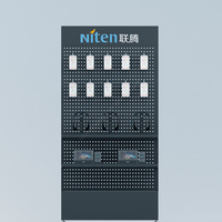 Con ganchos y estantes, caja de teléfono, pantalla de pie, soporte de exhibición de accesorios de teléfono celular de pie de metal