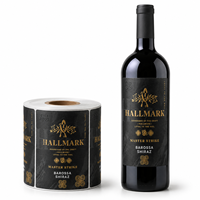 Étiquettes en papier texturé écologique personnalisées avec estampage à chaud en feuille d'or pour bouteilles de vin rouge, autocollants pour l'emballage des boissons