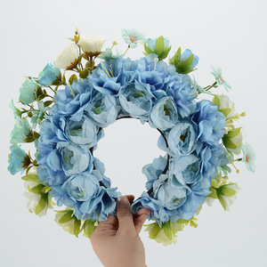 Serre-tête en soie Dongchen Crafts, 34 cm de large, bleu, accessoire pour photos de mariage - Product Image 1