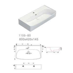 โรงงานขายส่ง 1280 ℃   อ่างล้างหน้าเซรามิกสำหรับห้องน้ำเชิงพาณิชย์แบบมีโอเวอร์โฟลว์ - Product Image 3