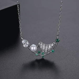 LUOTEEMI אופנה נוצץ קריסטל זירקון פייב Vintage חי מזל ציפור הצהרת תליון שרשראות נשים תכשיטי מתנה - Product Image 5