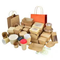 Одноразовый контейнер для десертов, коробка для ланча из крафт-бумаги для фаст-фуда, контейнер для еды на вынос, бумажные коробки