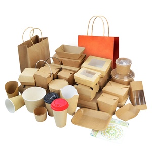 Disposable dessert container kraft lunch box for fast food packaging take away food container paper boxes