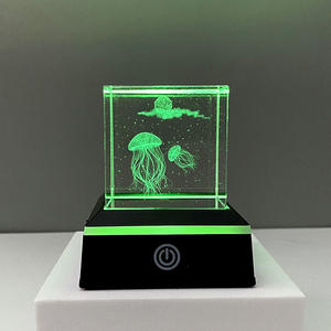 <span class=keywords><strong>Projecteur</strong></span> de cristal cube, veilleuse moderne, design géométrique 3D, capteur tactile, alimentation USB, lumière ambiante multicolore, ornement de maison - Product Image 4