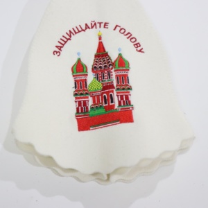 HKZB Chapeau de sauna unisexe en laine, bonnets d'évaporation, bonnets de douche pour bain russe avec motif cathédrale russe, accessoires de salle de bain - Product Image 5