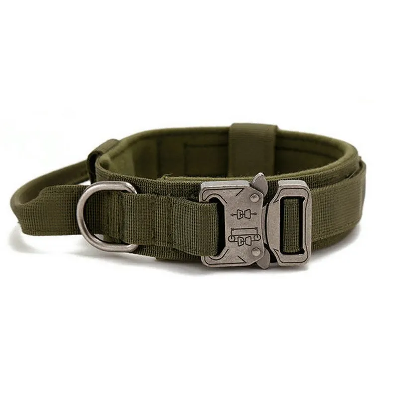 RUGGED PAWS Heavy Duty Strong Nylon Adjustable Designer Tactical Wide Dog Collar With Metal Buckle