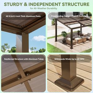 Pergola permanente entièrement en aluminium <span class=keywords><strong>pour</strong></span> patio, <span class=keywords><strong>abri</strong></span> extérieur autoportant - Product Image 6