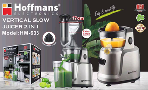 Extracteur de jus lent Hoffmans HM-638 2-en-1, 280W haute puissance, presse à froid, goulotte d'alimentation large de 77 mm, pour le marché du Ghana et du Togo, 220V, professionnel - Product Image 2
