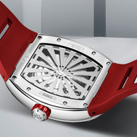 Montre mécanique I&W Carnival 2026 de luxe, sportive, résistante à l'eau 3BAR, mouvement Miyota, boîtier en fibre de carbone, bracelet en silicone pour homme