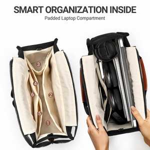 Travel College Office Crossbody Work <b>Laptop</b> Bag Women Canvas Tote Bag with Mutil Pockets - Product Image 4