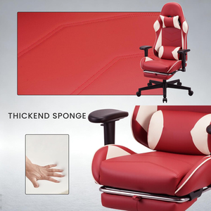 <span class=keywords><strong>Chaise</strong></span> de <span class=keywords><strong>Gamer</strong></span> Super Confortable en Similicuir Rouge, Dossier Haut, Accoudoirs Rembourrés, Finition Cuir PU, pour la Maison ou le Bureau - Product Image 5