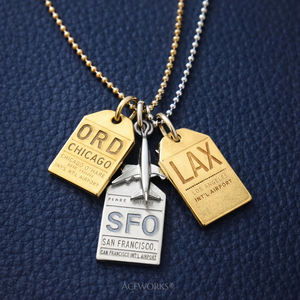 Breloques pour étiquettes d'aéroport |   Pendentifs de <span class=keywords><strong>voyage</strong></span> en acier inoxydable plaqué or PVD 18 carats |   Imperméable, hypoallergénique et résistant au ternissement - Product Image 6