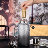 Gobelet Isotherme Grande Capacité 1000ml en Titane Plaqué avec Poignée, Infuseur à Thé, Jauge de Température et Dégradé de Couleurs pour Extérieur et Maison - Vente en Gros