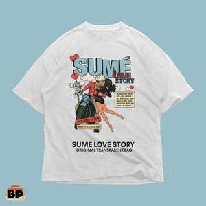 เสื้อยืดลายการ์ตูนวินเทจ Sume Love Story ทรงโอเวอร์ไซส์ สไตล์โรแมนติกยุค 70 เสื้อกราฟิกแนวเรโทร สตรีทแวร์ สำหรับผู้หญิงและผู้ชาย - Product Image 1