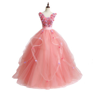 Sweetheart Neckline Ball Gown Dress With 3D Floral Embellishments Chiffon Long Evening Dress For Women Natural Waistline - Product Image 5