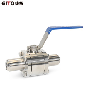 Vanne à boisseau sphérique manuelle en acier inoxydable de qualité BA, trois pièces, haute pression, DN25, soudée, pour milieux aqueux - Product Image 4