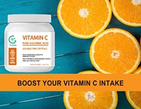 Poudre de vitamine C, acide ascorbique pur, soluble, cristaux fins, non-OGM, favorise un système immunitaire sain, protection cellulaire