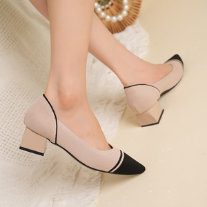 รองเท้าส้นหนาแบบยุโรปและอเมริกา  ถักทอที่หัวรองเท้า  แฟชั่นสำหรับผู้หญิง  ฤดูใบไม้ร่วง  ไซส์ใหญ่  รองเท้าส้นเตี้ย  แบบเปิดหน้า  ทันสมัย - Product Image 4