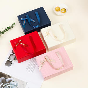 Scatola di carta con fiocco in tinta unita tipo cassetto stock all'ingrosso scatola regalo portatile universale scatola di imballaggio regalo cappello sciarpa - Product Image 2