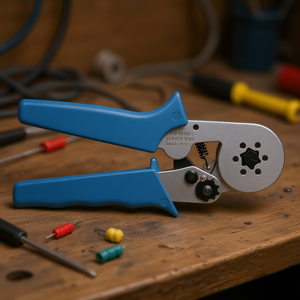 Alicates Fervi para terminales rectos preaislados, herramienta crimpadora y pelacables con capacidad máxima de 8 mm - Product Image 3