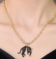Collier Pendentif Léopard Animal en Zircon Tendance Hip-hop Personnalisé en Alliage de Cuivre avec Boîte, Design Religieux pour Femme - Cadeau d'Anniversaire