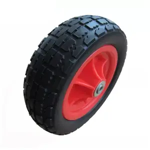 Grosir merah rim roda industri 10x350-6 untuk taman barrow troli/keranjang pertanian/taman keranjang roda