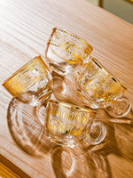 Ensemble de 6 tasses à thé et soucoupes en verre floral vintage de style nordique classique, cadeau de luxe