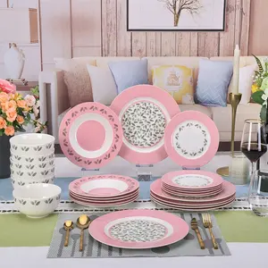 Top choice chinaware pink fine porcelain dinnerware 16 pcs ceramic dinner table set