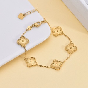 <strong>Fashionable</strong> Flower 18K Gold Plated Bracelet Waterproof and Fade Resistant High-Quality Jewelry for <strong>Women</strong> Stylish <strong>Accessory</strong> Stock - Product Image 1