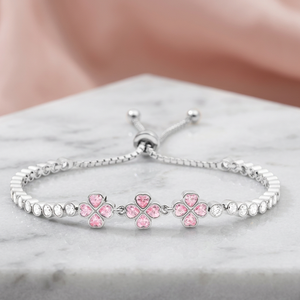 Classic Rose Gold Zircon <b>Slider</b> Clover <b>Bracelet</b> Taiwan Design 925 Silver Women's Anniversary Jewelry - Product Image 3