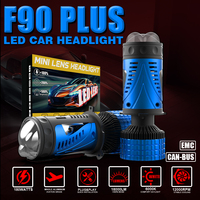 F90plus 4575 6 Chips H4 180W Diseño de Mini Lente Triple Lente Dos Láseres Tubos de Cobre Dobles Faro Delantero de Coche Controlador Externo