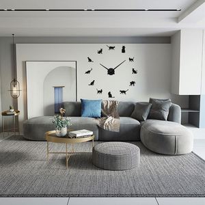Cute Cat Wall <b>Clock</b> DIY Mute <b>Digital</b> <b>Clock</b> 3D Acrylic Mirror Wall Stickers for Home Living Room Office Pet Store Decor - Product Image 4