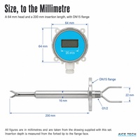 Sonde de vitesse d'air haute température RC-WS200F avec sortie de courant 4-20mA, lecture de pression en Pascals, câble fendu, montage sur rail DIN