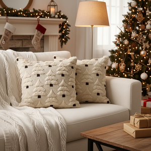 Christmas Tree Decorative Faux Fur Wool <b>Throw</b> Pillows Soft Plush Cushion Covers Set of 2 for Xmas Home Decor and Winter H - Product Image 3