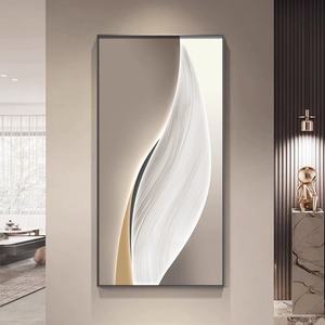 Peinture murale d'entrée à motif géométrique moderne, personnalisable en usine, décoration intérieure, peinture en porcelaine cristalline avec éclairage LED - Product Image 4