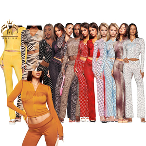 Yeni Trend Kadın Moda Kıyafetleri Baskılı Kırpılmış Kapüşonlu Ceket ve Uzun Pantolon <span class=keywords><strong>2</strong></span> Parça Kapüşonlu Takımlar Günlük İki Parça Takımlar Kadın Giyim - Product Image 6