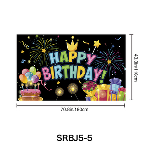 Toile de Fond Joyeux Anniversaire Bannière Affiche Géante en Tissu Scintillant avec Ballons, Fond <span class=keywords><strong>Photo</strong></span> pour Décoration de Fête d'Anniversaire - Product Image 2