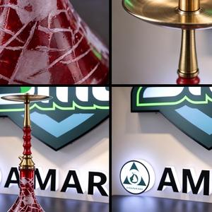 Set de Hookah de Vidrio Rojo con Acabado Lacado de Acero Inoxidable, Pipa de Shisha Moderna con Cazoleta y Manguera en Tono Latón, Ideal para Bar o Regalo - Product Image 6