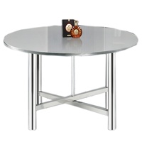 Tables rondes de salle à manger en acier inoxydable robustes, pieds détachables et pliables, pour hôtel, intérieur, extérieur, banquet, mariage, événement