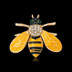 Broches en émail jaune en forme d'abeille, broches en diamant avec effet de goutte d'huile, broche mignonne en forme d'insecte abeille, corsage pour vêtements - Product Image 6