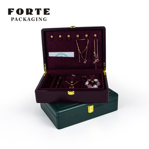 <span class=keywords><strong>Coffret</strong></span> cadeau d'emballage de <span class=keywords><strong>bijoux</strong></span> FORTE personnalisé de haute qualité en cuir PU avec grand anneau marron - Product Image 1