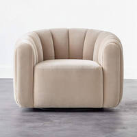 Fauteuil pivotant d'appoint en velours, design italien moderne de luxe, pour usage extérieur, hôtel, salon ou salle de séjour