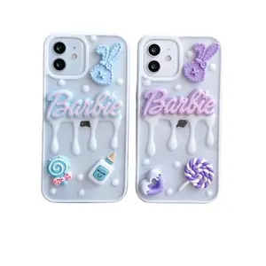 Crema estereoscópica Barbie para iphone13pro Max iphone14 funda de teléfono 12 silicona X/11 Mujer 7Plus