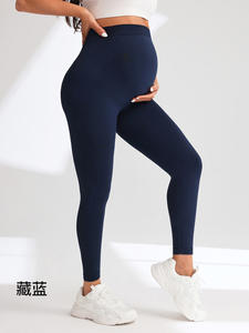 Vente en gros Pantalon de grossesse <span class=keywords><strong>taille</strong></span> <span class=keywords><strong>haute</strong></span> sans couture Yoga Workout Fitness Sports Leggings de maternité maigres pour femmes enceintes - Product Image 5