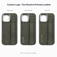 Étui de téléphone en cuir véritable avec logo personnalisé, texture alligator, sangle de poignet, style professionnel de luxe, coque magnétique fine pour iPhone